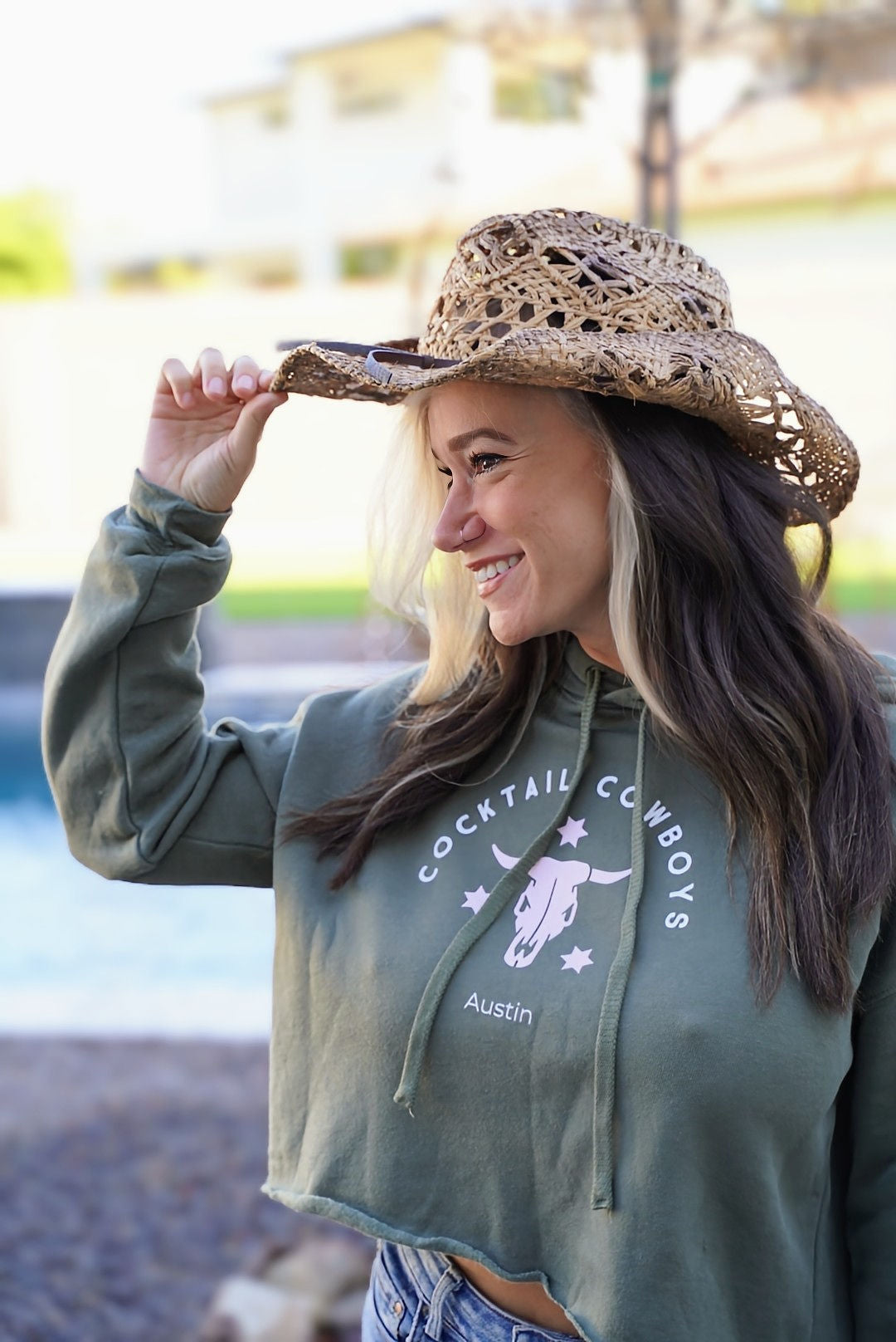 Cocktail Cowboys Austin Crop Hoodie