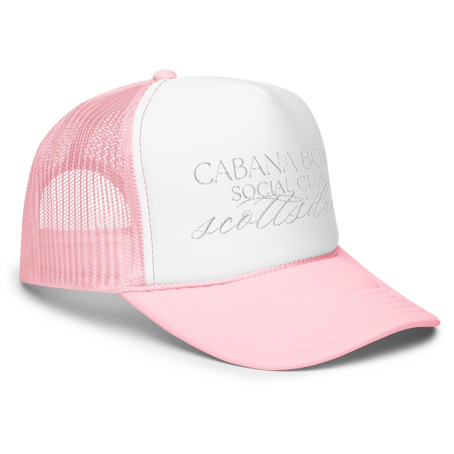 Social Club Foam Trucker Hat - Pink, White, Navy