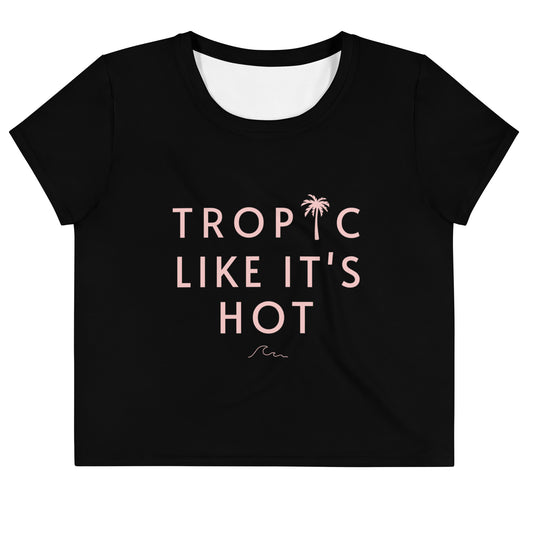 Tropic Like it's Hot Black Crop Tee