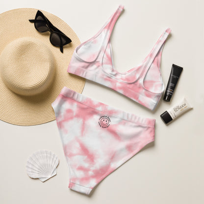 Pink Tie-dye Cabana Boys Recycled high-waisted bikini