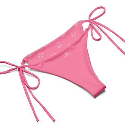 Smiley Face Print Recycled String Bikini Swimsuit